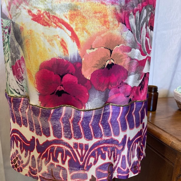 CLASS ROBERTO CAVALLI Vintage Midi Shift Dress Floral Print Size 14 - Picture 3 of 13